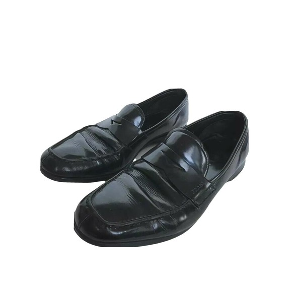 PRADA Men's Black leathet Slip On Loafers Dress Shoes Size ; 7 Made in Italy - Picture 1 of 12